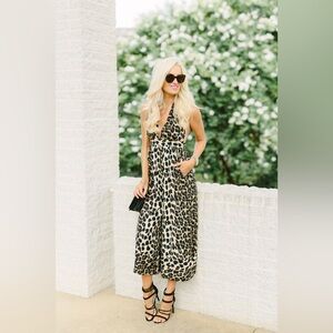 Urban Outfitters leopard print halter jumpsuit